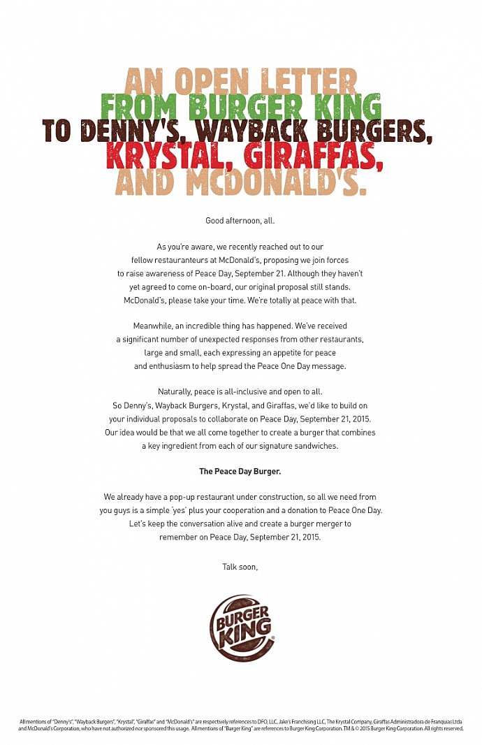 Burger King: Peace Day Burger